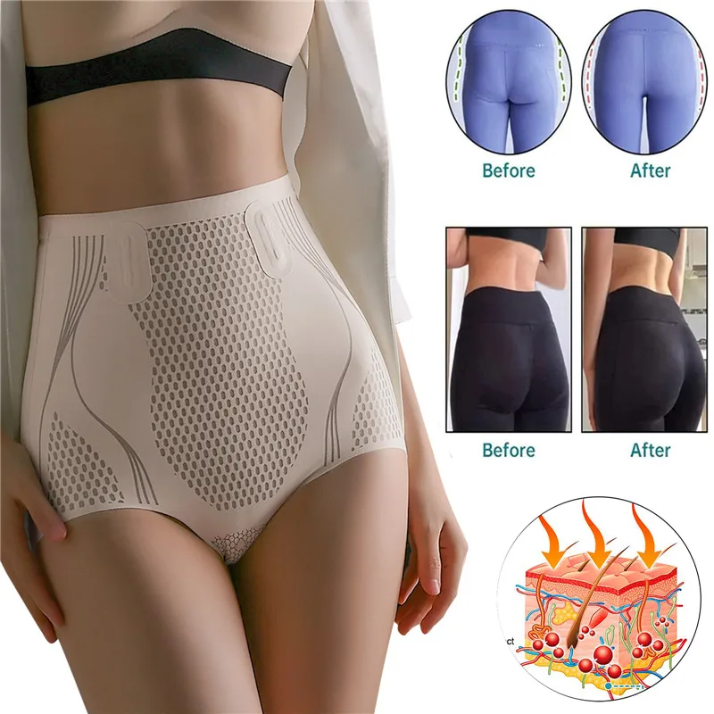 Moldeador de cuerpo de cintura alta para mujer, bragas moldeadoras de fibra de iones de seda de hielo, pantalones de Control de barriga firme