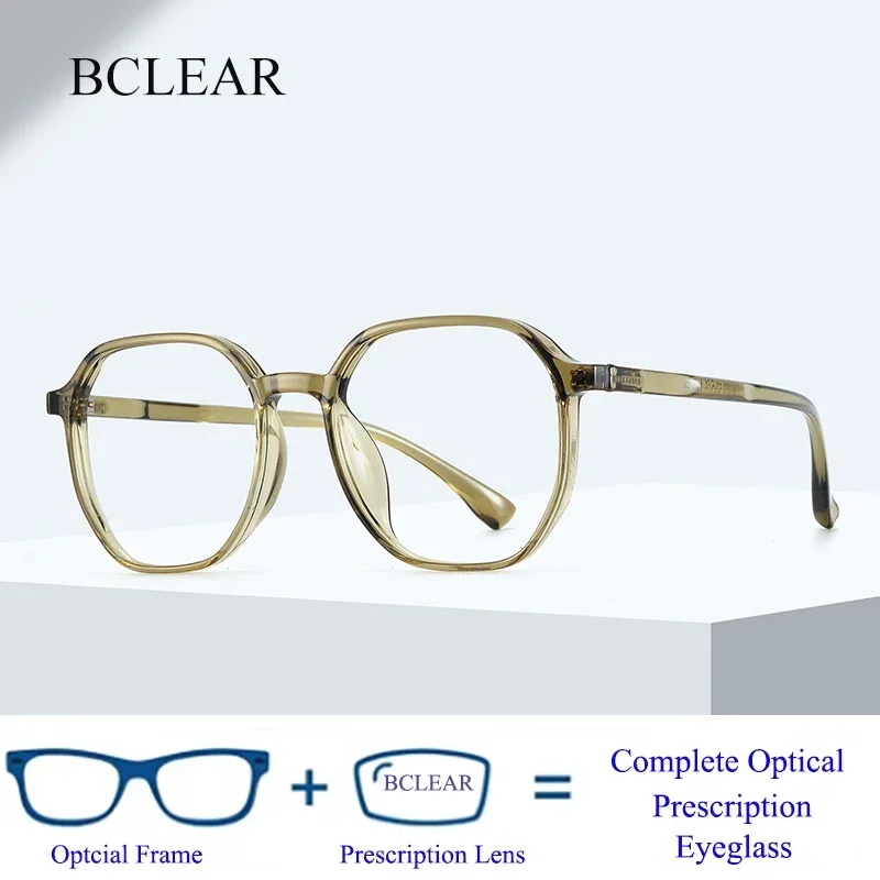 

BCLEAR TR90 Retro Polygon Eyeglasses for Men And Women Prescription Myopia Presbyopia Progressive Optical Lenses Simple Fashion