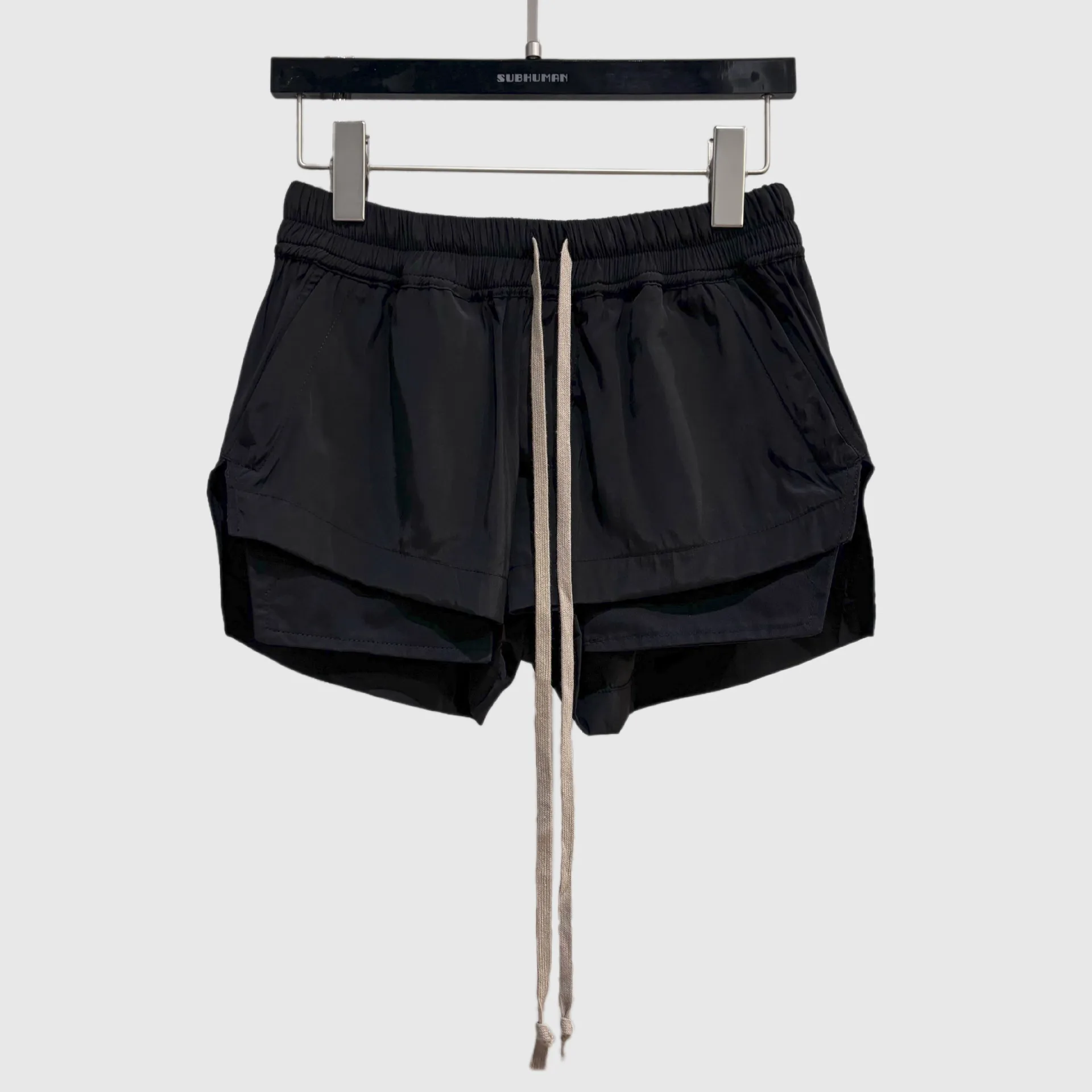 High Street Dark Style Slim Fit Pants with Slit Drawstring Shorts Women's Exlstic Waist Casual Pants Sexy Solid Color Shorts