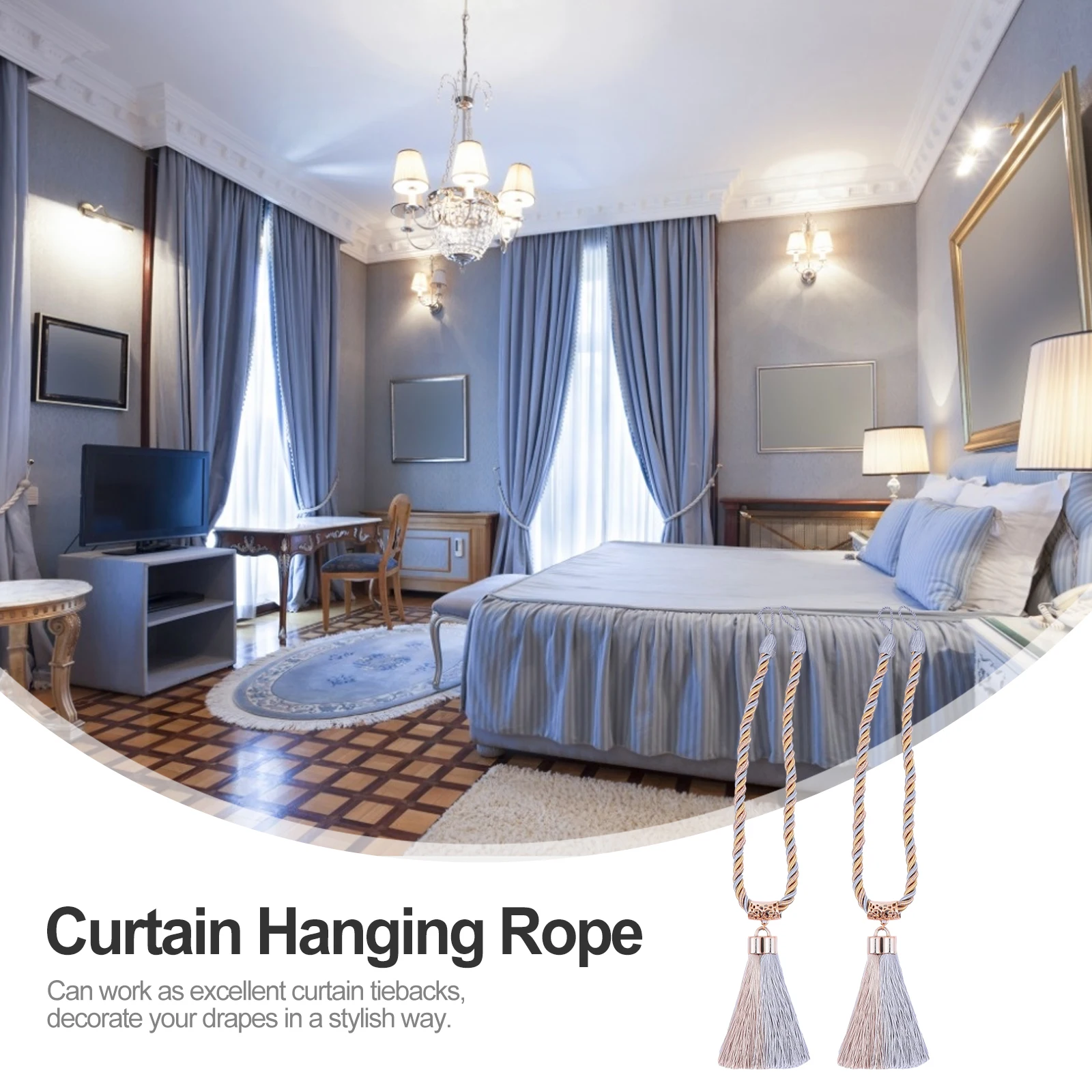 

1Pair Curtain Tiebacks Creative Braided Handmade Tassel Curtain Rope Holdbacks for Drapes Bathroom Living Room Bedroom Decor