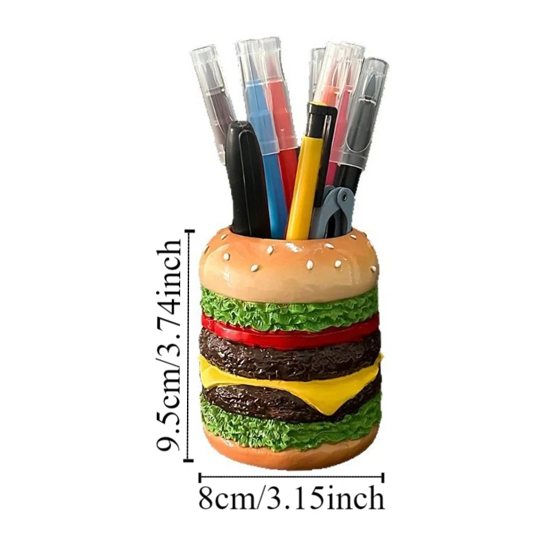 Cute Hamburg Design Pen Holder Creative Funny Makeup Brush Storage Bucket Smooth Multi-Purpose Desktop Storage Container