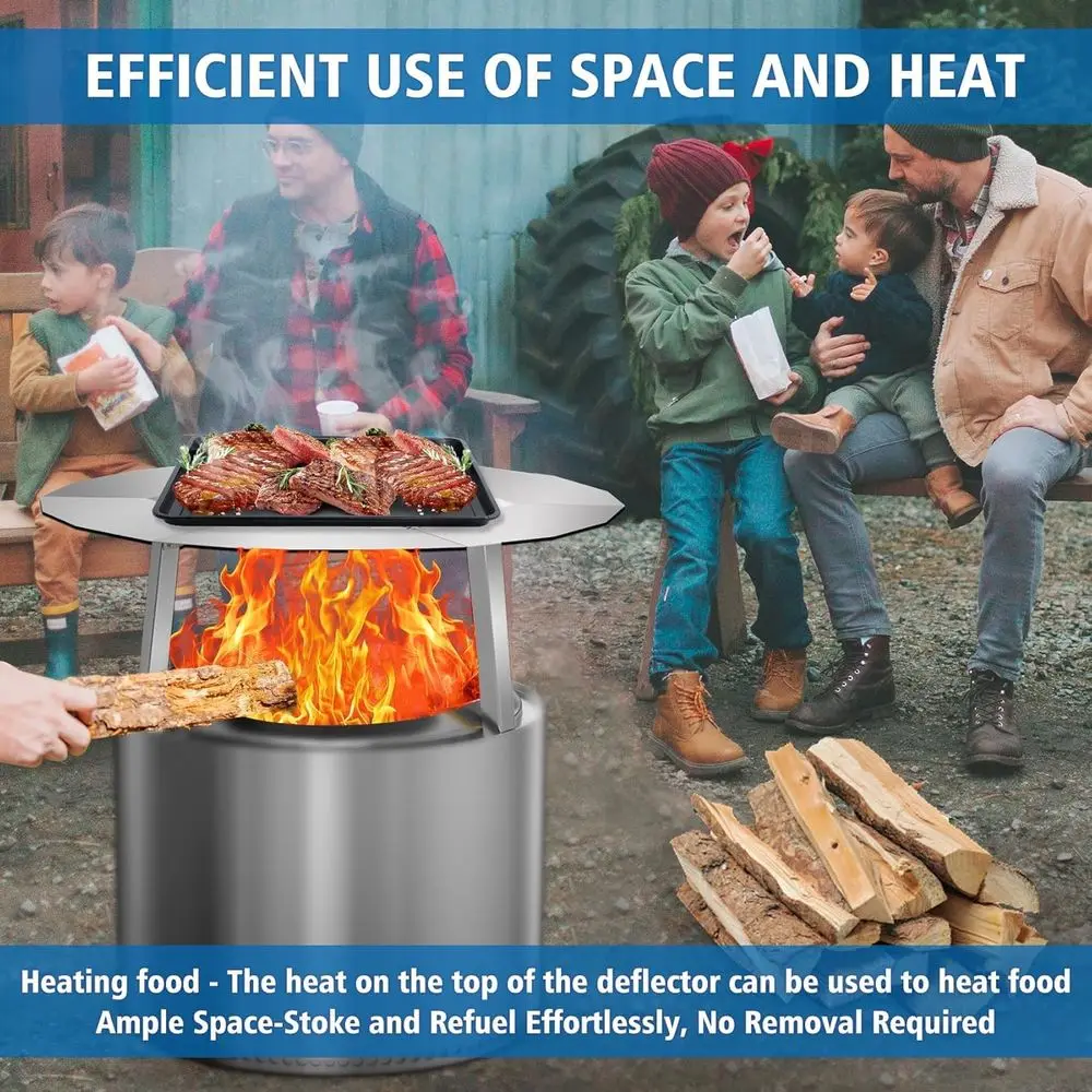 عاكس حرارة من الفولاذ المقاوم للصدأ لـ 19.5 حفر ناري - يوسع الدفء وتغطية الحرارة #4