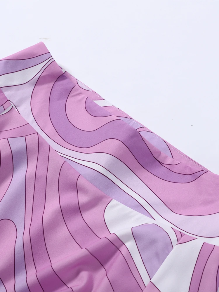 Bedruckter Cape-Langrock-Anzug für Damen, elegante Oberteile mit O-Ausschnitt und unregelmäßigem Saum, A-Linien-Röcke mit hoher Taille, schicke Partykleidung für Damen, neue Strandkleidung – Detail 16