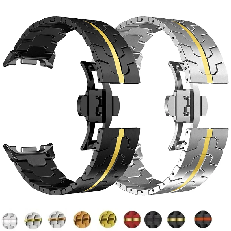 سوار من الفولاذ المقاوم للصدأ لساعة سامسونج جالاكسي 8 40 ملم 44 ملم الترا 2 كوريا حزام لساعة جالاكسي الترا 47 ملم/8 الكلاسيكية