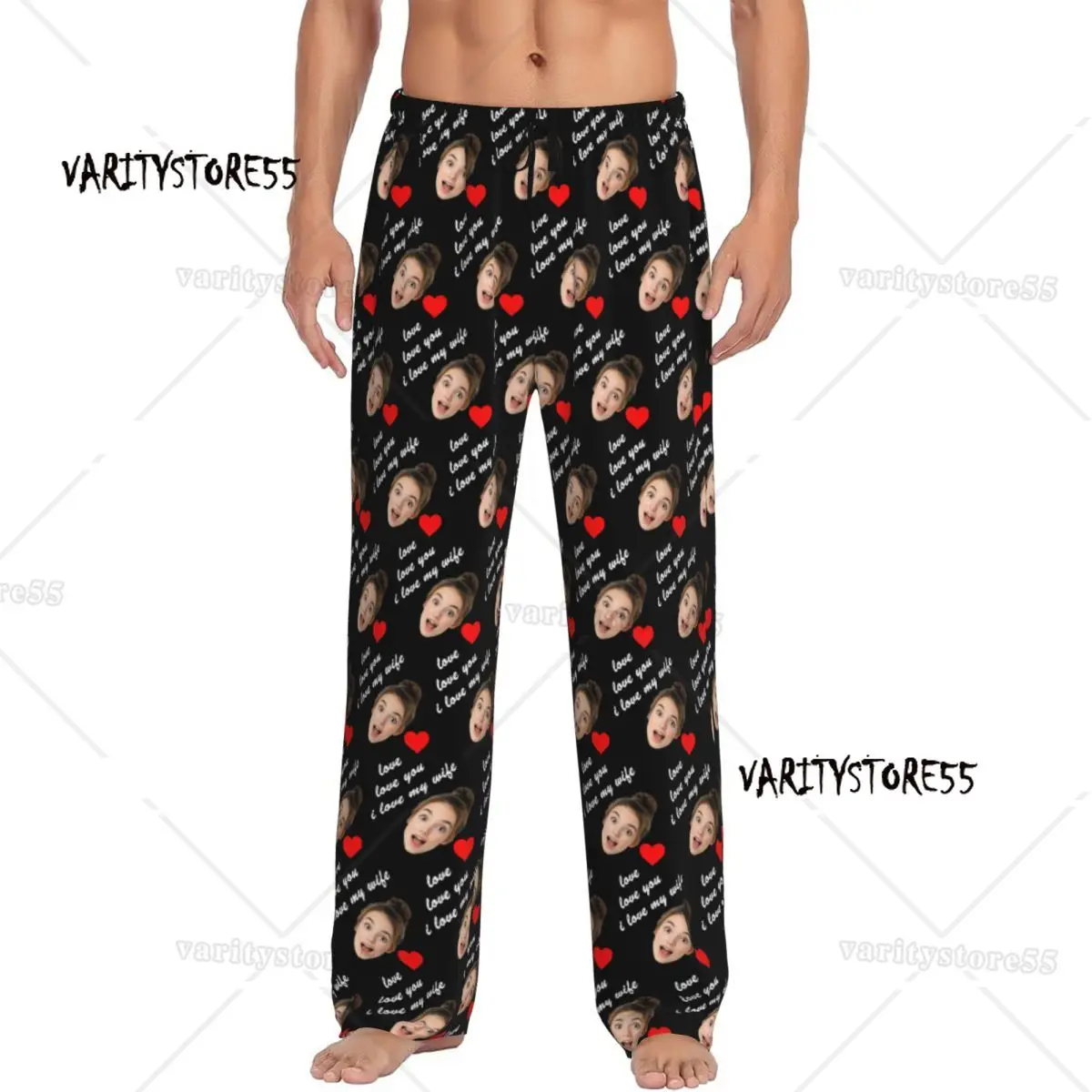 

Женские пижамные штаны на День святого Валентина на заказ, одежда для сна, мужские штаны с эластичным поясом для сна с карманами