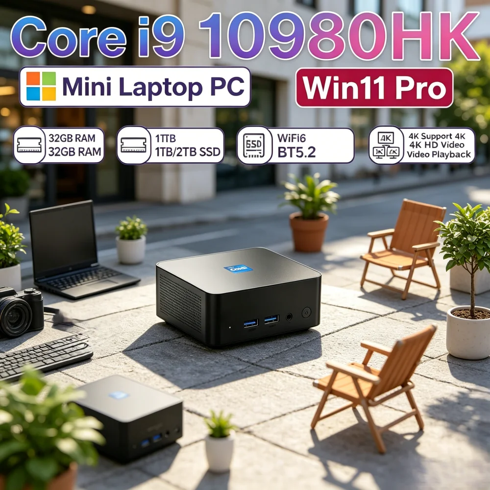 

2026 New Core i9 10980HK Mini Laptop PC Win11 Pro 32GB RAM 1TB/2TB SSD WiFi6 BT5.2 Support 4K HD Video Playback