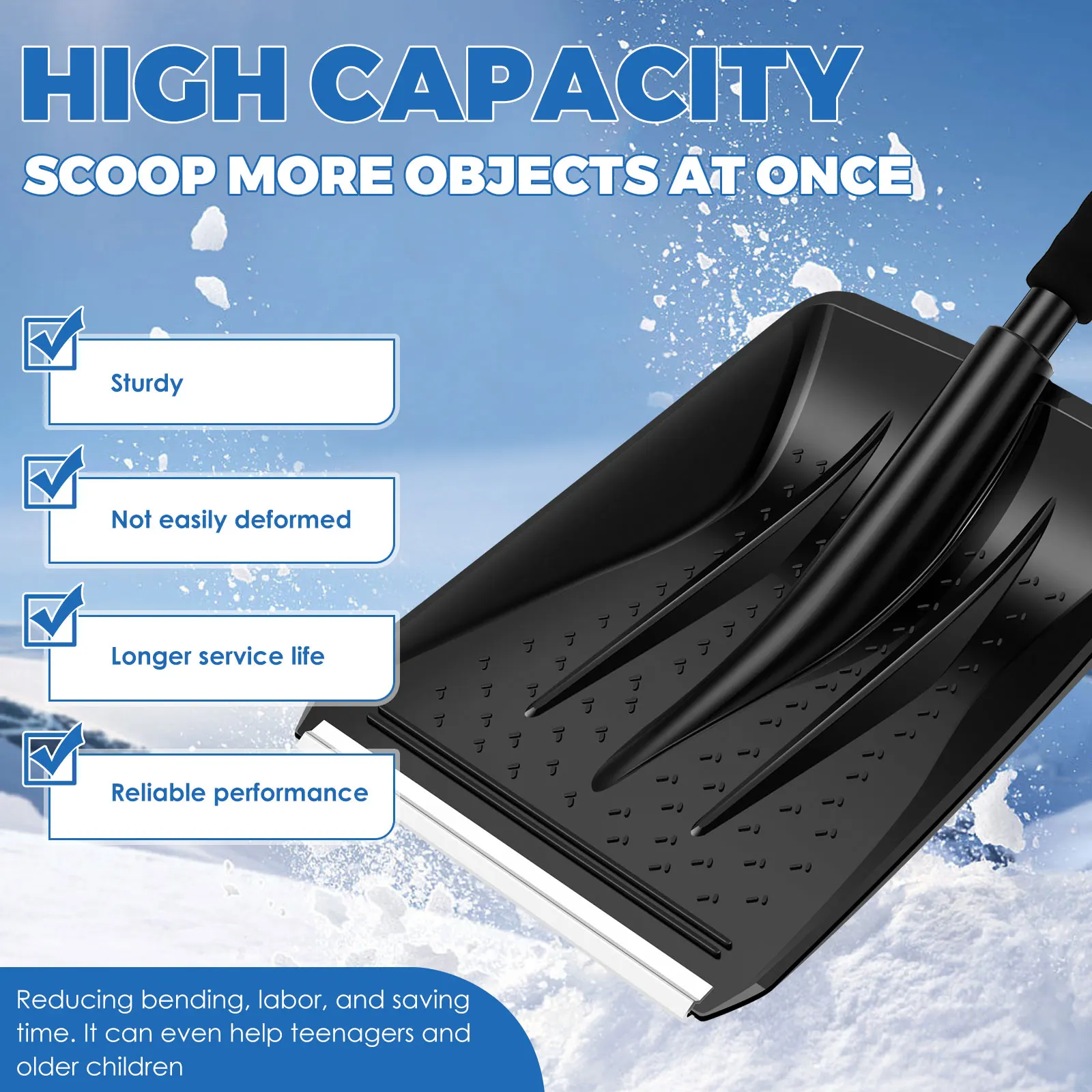 New Snow Shovel Large Capacity Portable Emergency Snow Shovel with Stainless Steel Handle for Home Garden Camping Snow Shovels