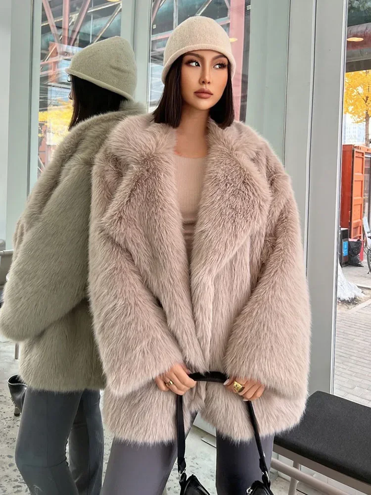 Faux Fur Coat Women Winter 2024 Long Plush Coats Luxury Fluffy Jacket Artificial Mink Fur Jacket Furry