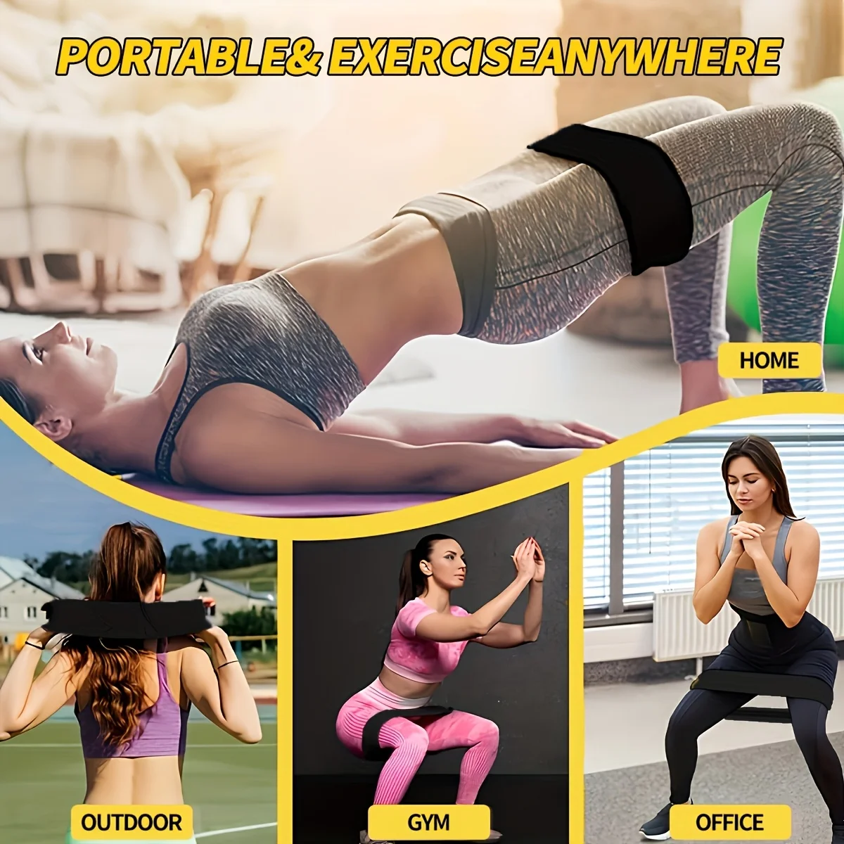 3 Stück Yoga-Pilates-Krafttraining, elastische Widerstandsbänder für Beine und Po, urable Fitness für Heimtraining, Yoga, Pilates – Detail 3