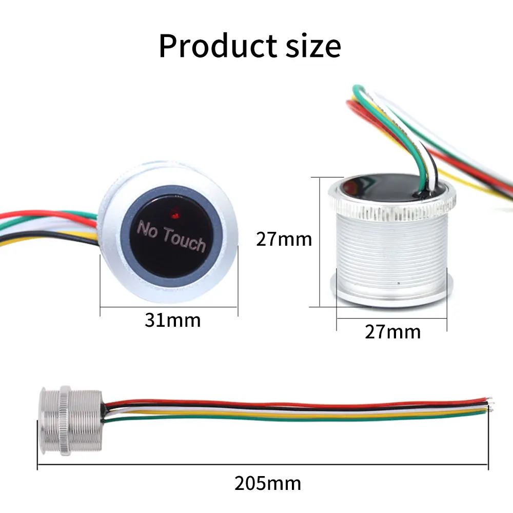 Imagem -04 - Impermeável Botão Interruptor de Liberação Sistema de Controle de Acesso Entrada Aberta sem Toque Interruptor de Saída Luz Led no com nc