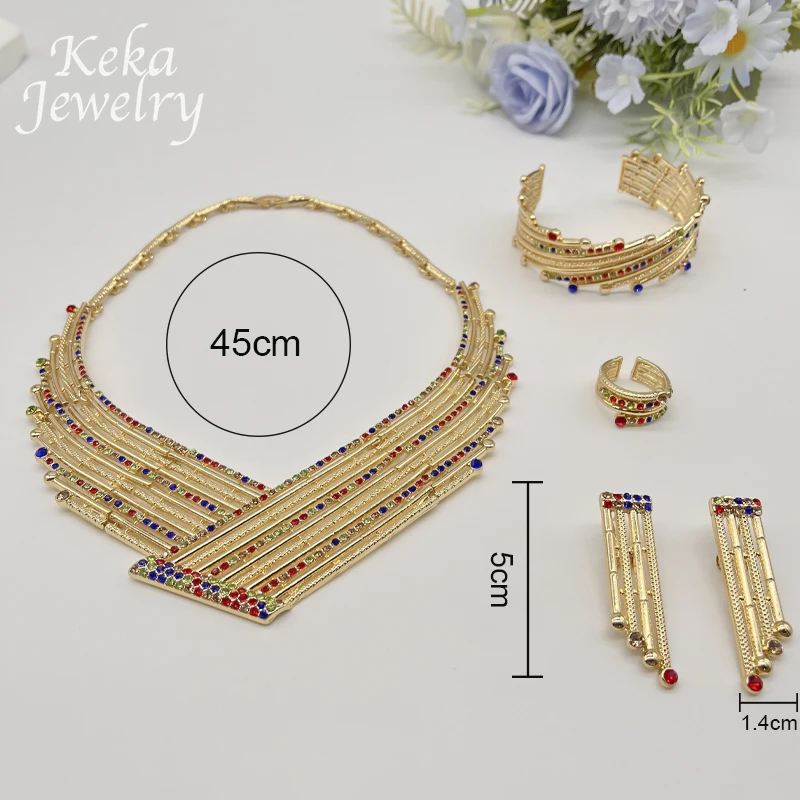 Dubai 24k Gold Plated Jewelry Set Women Classics Fashion Design Delicacy Earrings Bracelet Ring Wedding Germany Party Jewelry