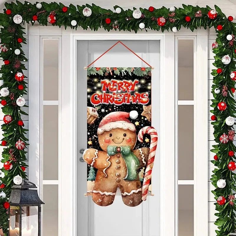 Merry Christmas Hanging Flag Christmas Decorations For Home 2024 Christmas Door Banner Xmas Gifts Navidad Happy New Year 2025