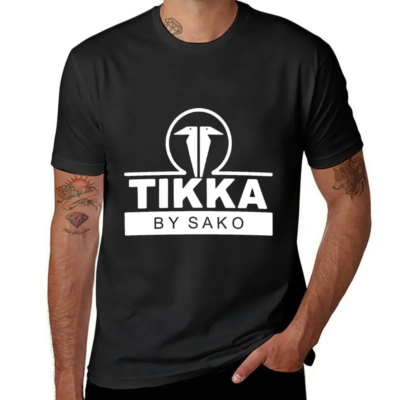 Tikka By Sako Firearms Gun Logo Long Sleeve Black Gun T-Shirt cotton graphic tees sports fans Men's cotton t-shirt