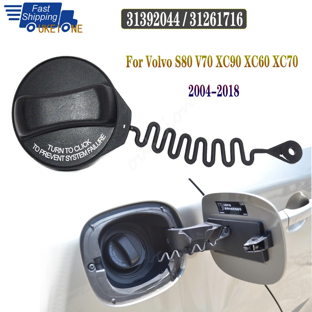 

31392044 For 2004-2012 Volvo S60 S40 S80 V60 V70 XC90 XC60 XC70 Gas Tank Fuel Filler Cap W/Tether Strap 31261716 Car Accessories