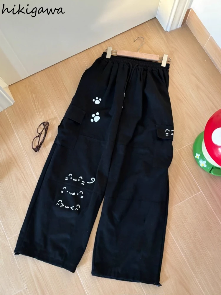 

Pantalon Femme Fashion Cargo Pants for Women High Waist Straight Trousers New Bottoms Casual Fashion Korean Y2k Wide Leg Pants