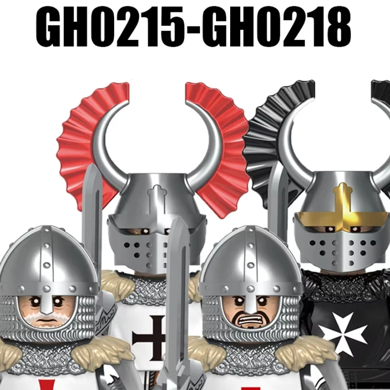 MOC Medieval Military Roman Infantry Figures Building Blocks Teuton Knight Soldier Castle Army Guard War Hores Bricks Toys Boys view 5