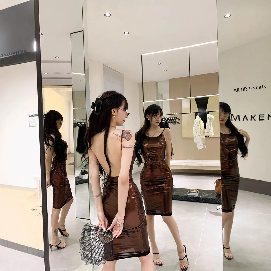 Sexy gloeiende nauwsluitende Dr Strapl bodycon-jurk voor trendy vrouwen Hoge taille zomer Thi-stof Chinese productie