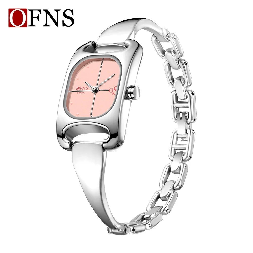 

Fashion Ofns Minimalist Luxury Women's Quartz Watch Square Design With 3d Indexes Alloy Band Versatile For Daily And Commute Use