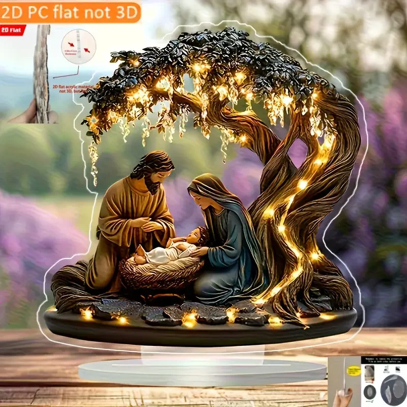 Decoración de escritorio de presépio, diseño clásico acrílico sin batería, adecuado para decoración del hogar y la oficina, 1 ud.