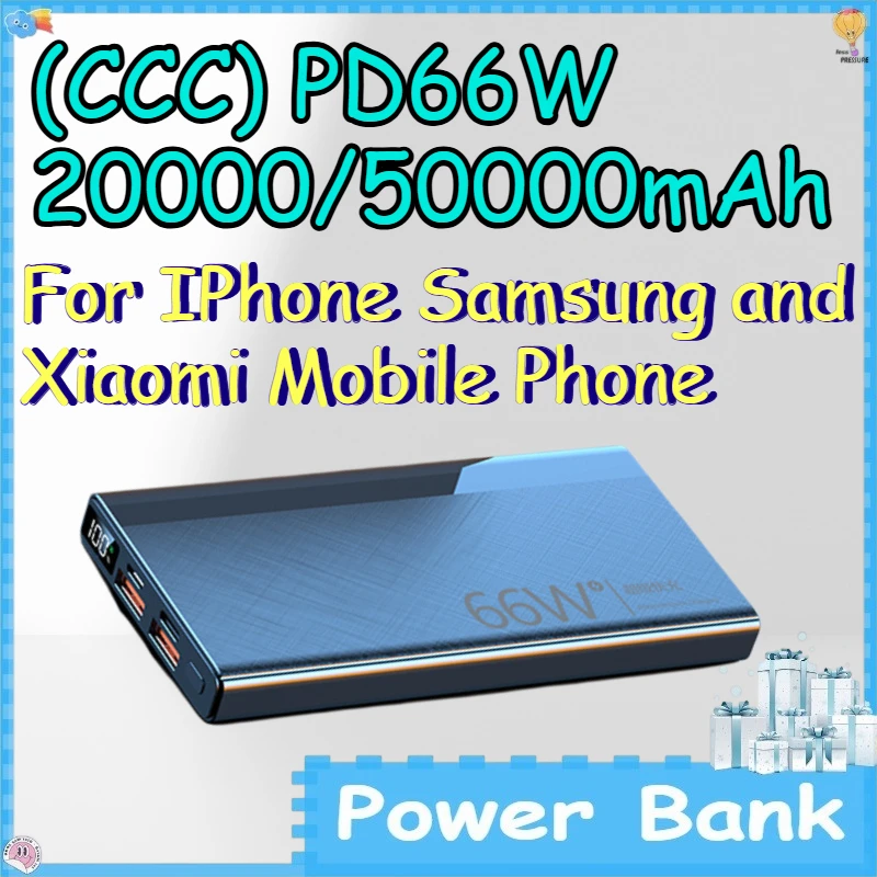 

(CCC) PD66W 20000/50000mAh Power Bank for IPhone Samsung and Xiaomi Mobile Phones Lightweight and High Capacity Powerbank