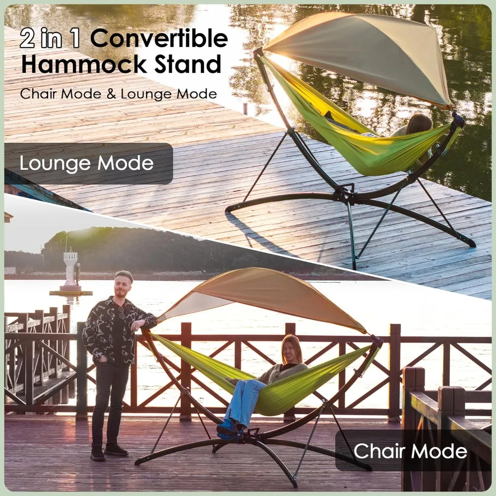 أرجوحة محمولة مع حامل قابل للطي سريع الإعداد ومظلة قابلة للتعديل وحقيبة تخزين - كرسي هزاز للكبار/الأطفال - ثقيل D #2