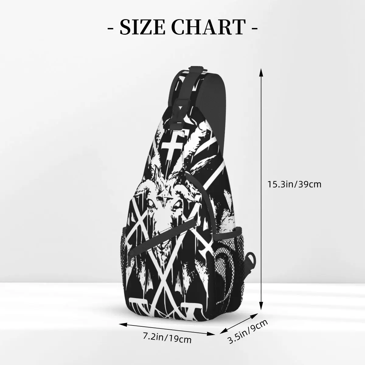 Sigil Of Lucifer And Baphomet Small Sling Bag Chest Crossbody Shoulder Sling Backpack Outdoor Hiking Daypacks Satan Pattern Bag