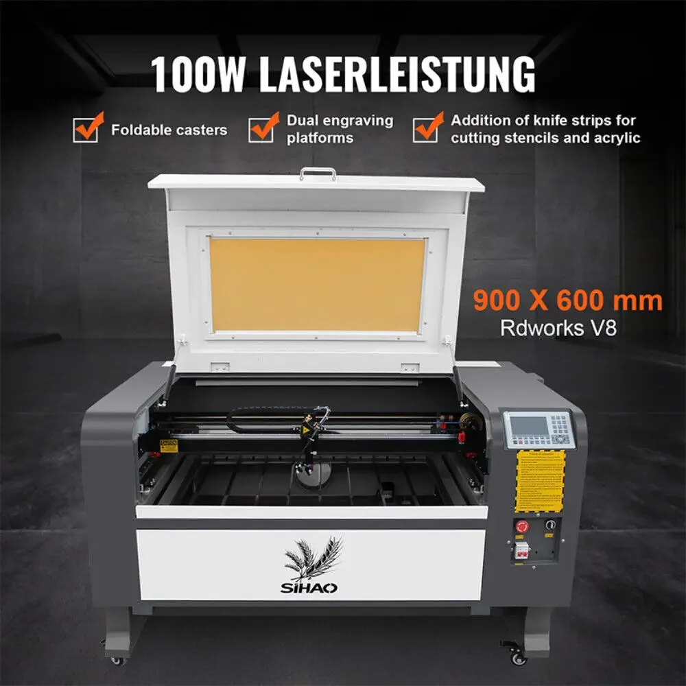 SIHAO 100W CO2 Laser Engraving Machine 900x600mm Laser Cutting Laser Engraver ruida