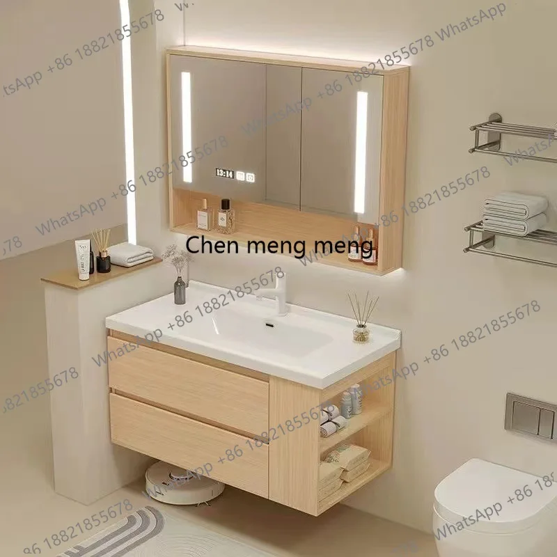 Floating Bathroom Vanity with Ceramic Integrated Sink Combo, Wall Mounted Storage Cabinet with 2 Drawers Faucet & Pop Up Drain