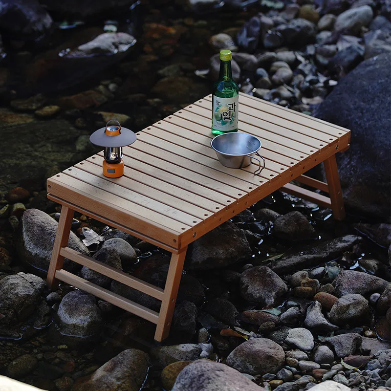 

Solid wood small table tatami coffee table outdoor camping tent inner picnic folding egg roll beach