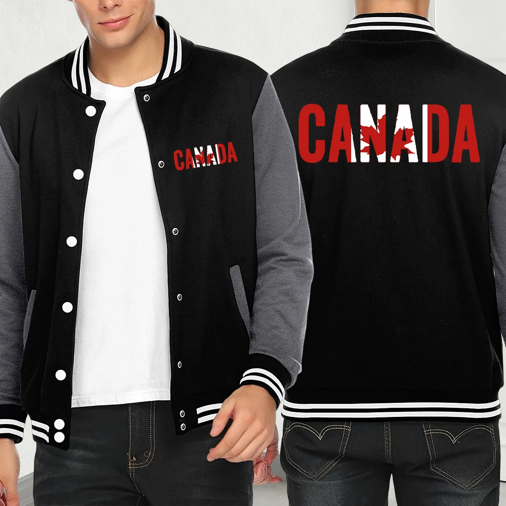 

Канадские куртки с принтом кленового листа, мужская куртка для творчества, модная одежда, осенний многоцветный бейсбольный трикотаж, повседневное свободное пальто