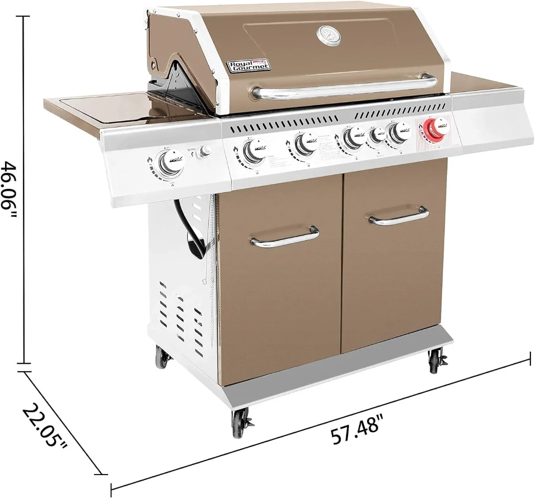 

GA5403C 5-Burner BBQ Cabinet Style Propane Gas Grill with Rotisserie Kit, Sear Burner