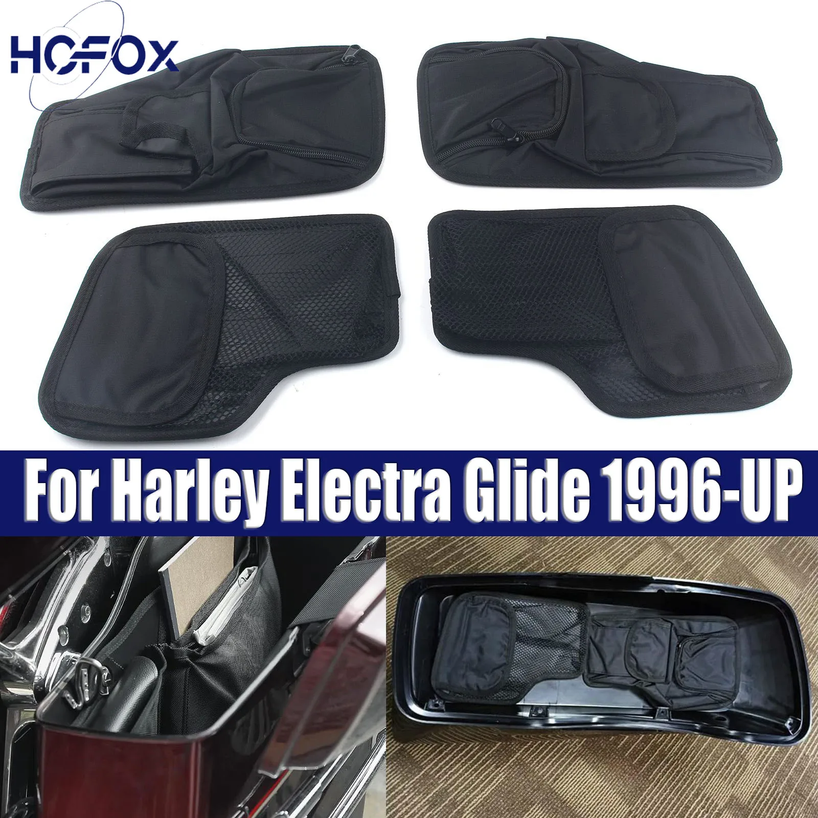 

Motorcycle Saddle Bag Side Case Trunk Storage Gear Bag Pocket For Harley Electra Glide 1996-UP