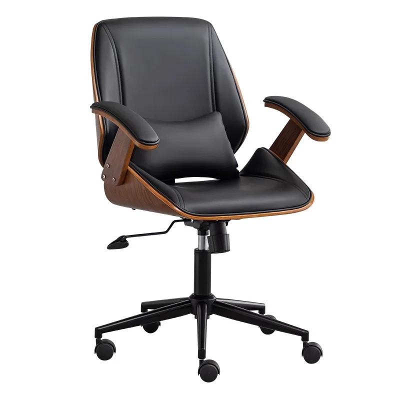 Home Computer Chair Solid Wood Comfortable Office Chair Lifting and Rotating Reclining Chair Conference Staff Work Chair