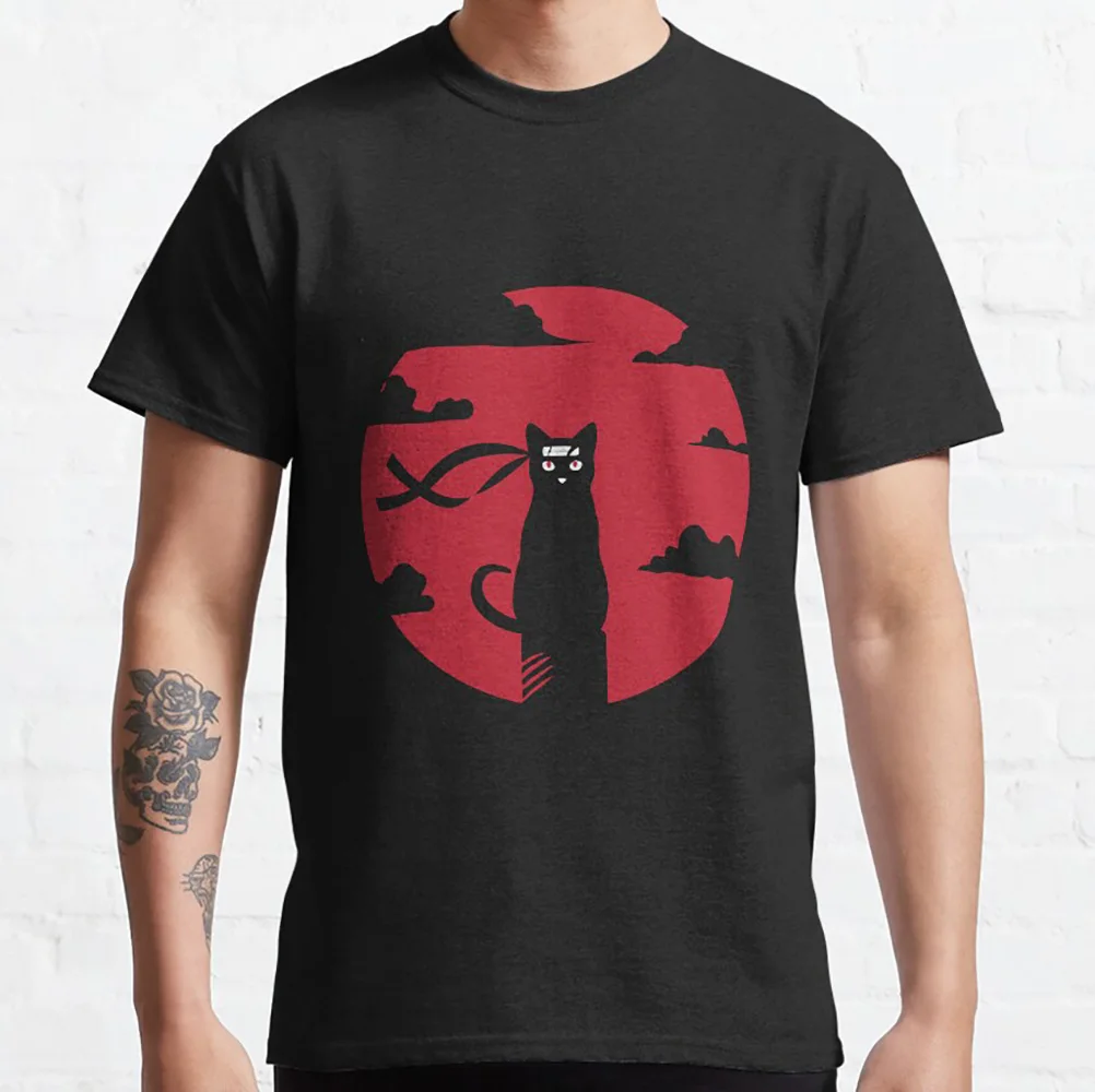 Redmoon Ninja Cat Slaughter Gift t shirt for Cat lover 100% cotton tee Short sleeve Graphic clothes All size tops S-6XL