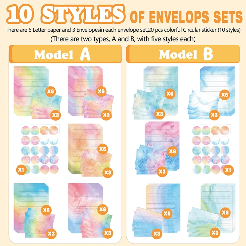 30 قطعة من ورق الألوان المائية الحية مع مجموعة 15 ظرفًا للقرطاسية الشخصية #2