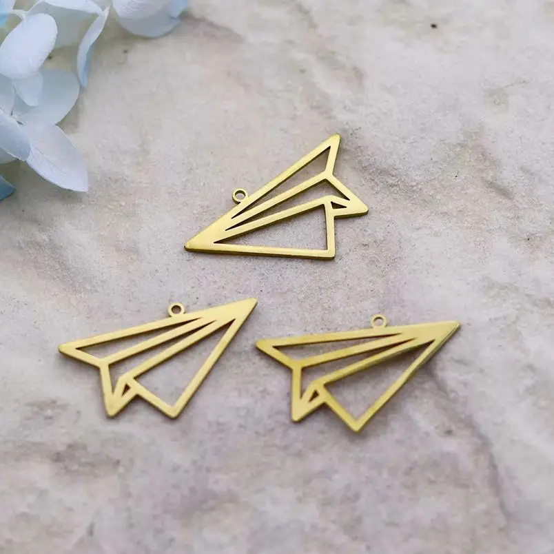 

3pcs Paper Airplane Art Line DIY Tassels Earrings Charms for Jewelry Making Stainless Steel Pendant Cartoon Kids Gifts Supplies