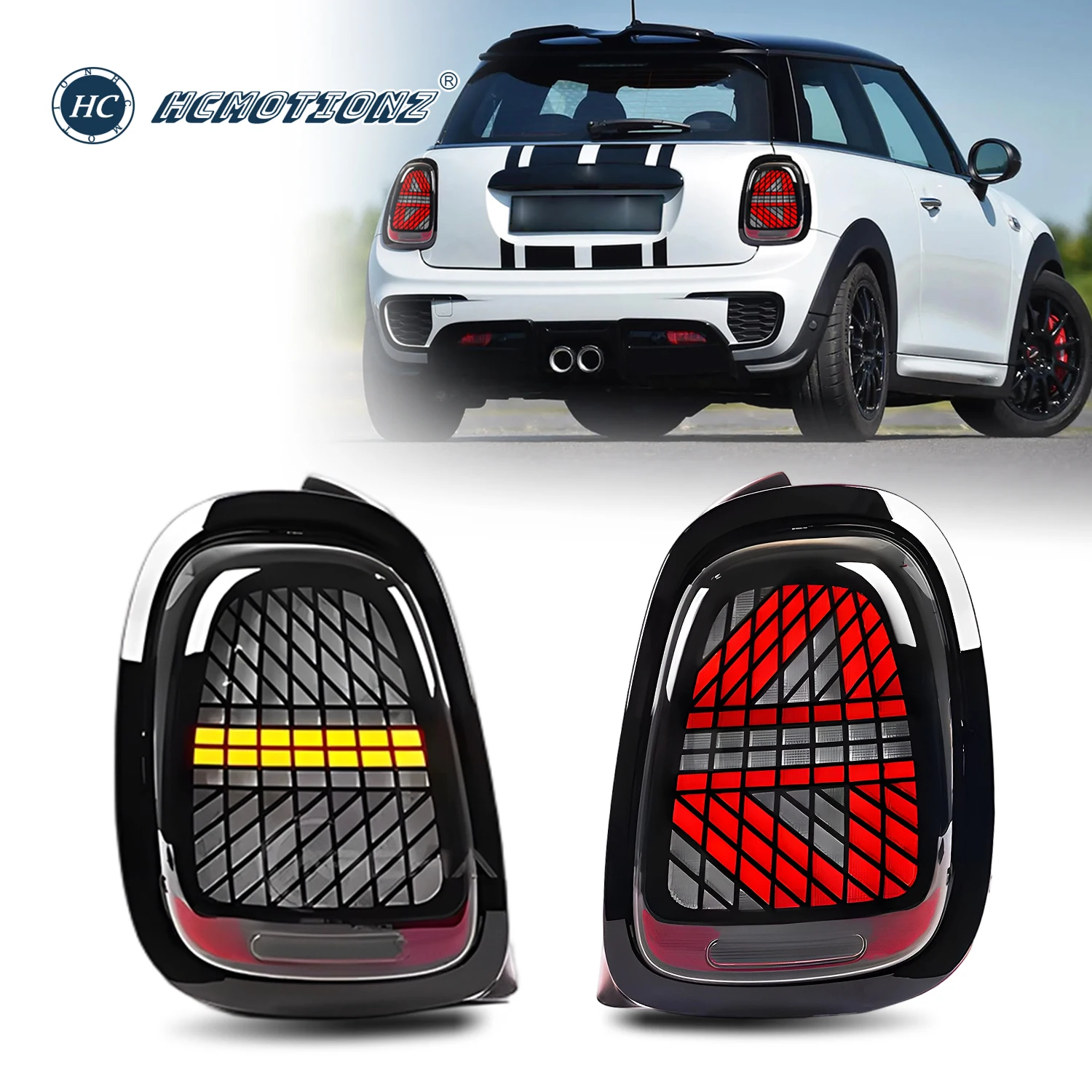 HCMOTIONZ LED Tail Lights for Mini F55 F56 F57 2014-2024 Cooper DRL Start up Animation 3 Modes Rear Lamps Assembly