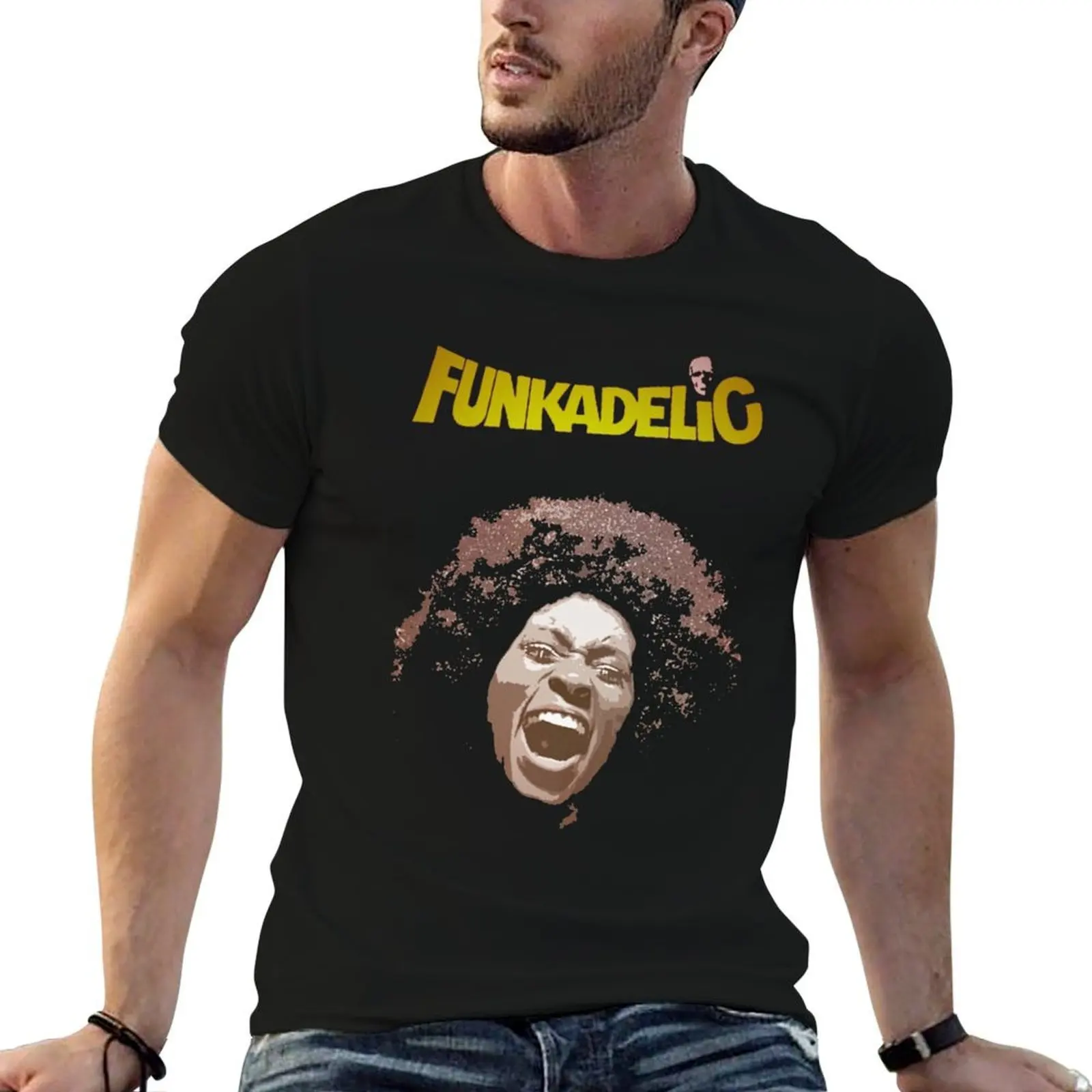 

BROWN HAIR KREBOW ART F.U.N.K.A.D.E.L.I.C GRADIEND FONT T-Shirt cotton t shirts high quality man t shirt summer T-Shirt