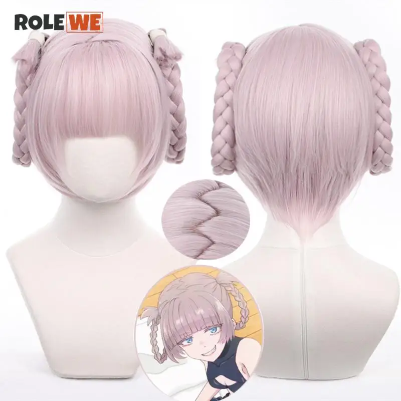 Anime Call of The Night Nanakusa Nazuna Cosplay Wig Yofukashi no Uta Braided Gray Purple Heat Resistant Hair Wigs + Wig Cap