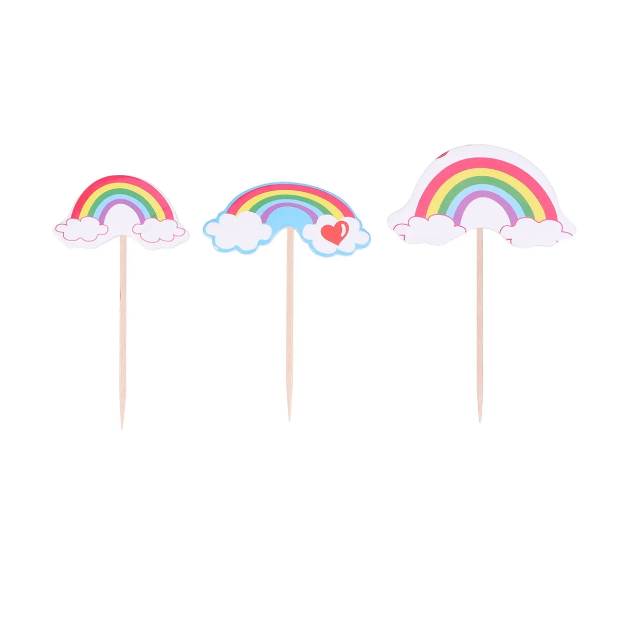 

Rainbow Cake Decor Beautiful Insert Fruit Birthday Creative Dessert Card Decoration Premium Paper Safe Design Themed Party