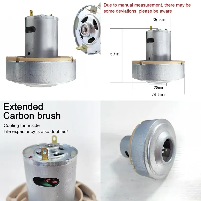 120W Vacuum Cleaner Motor Large Suction 545 Ball Bearing Energy Saving Electric Micro Motor for Cleaning Appliance