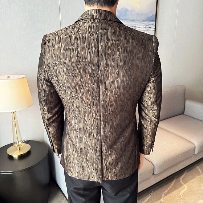 High-quality Business Casual Men's Single West, Daily Commuter Geometric Pattern Autumn Jacket, Party Business Social Dress.