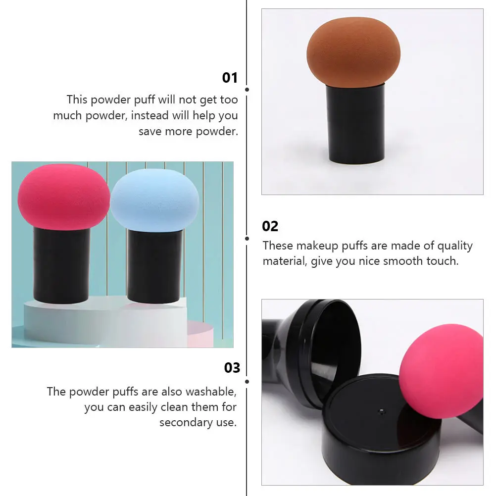 

4pcs Mushroom Puff Soft Washable Facial Makeup Puff For Sensitive Skin Portable Cushion Foundation Applicator