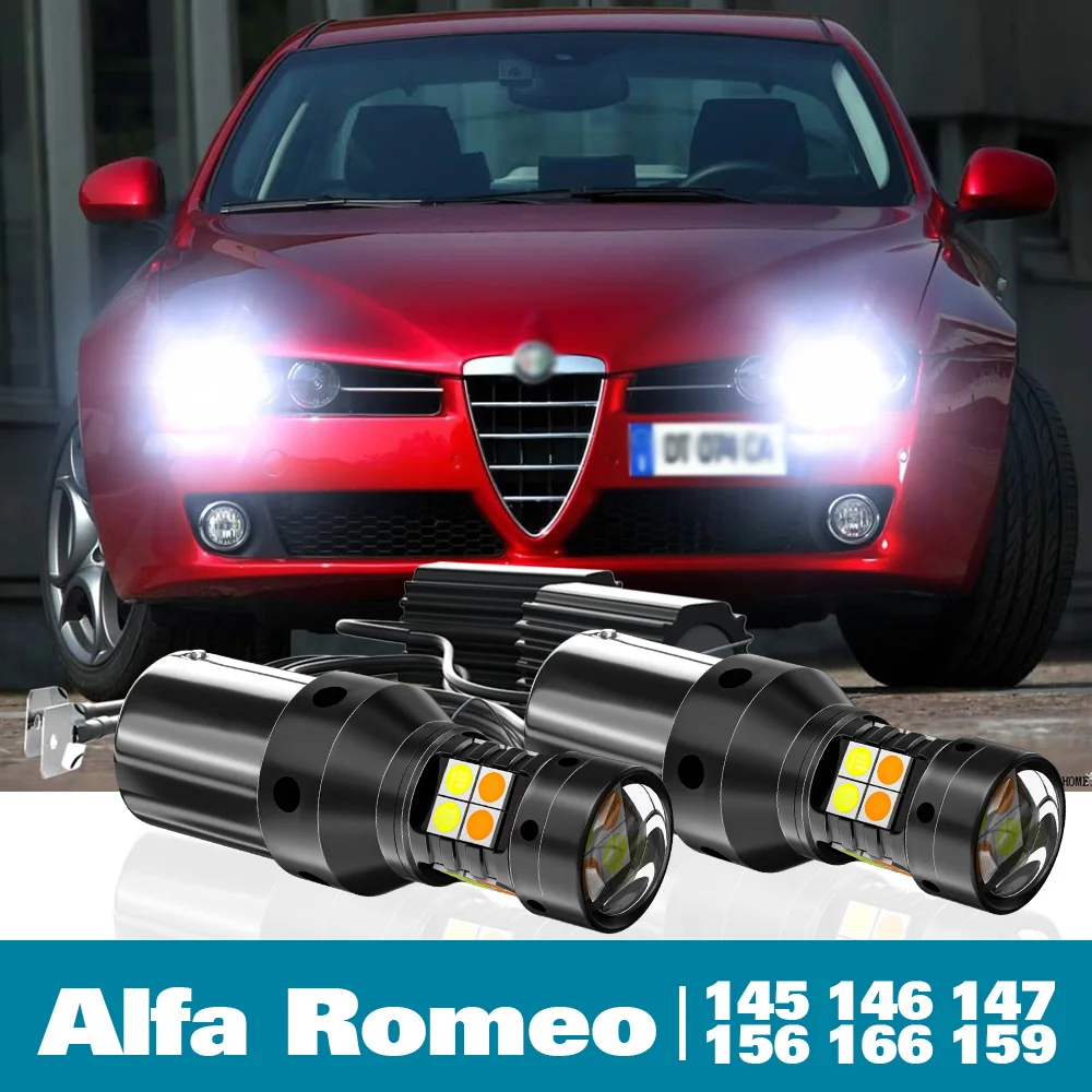 2pcs LED Dual Mode Turn Signal+Daytime Running Light DRL Canbus For Alfa Romeo 145 146 147 156 166 159 Accessories 1995-2012