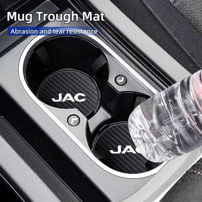 Serat Karbon Mobil Coaster Cangkir Air Botol Pemegang Anti-Slip Pad Minuman Pemegang Tikar Aksesoris untuk JAC Refine J3 J4 J7 JS3 JS4 KR1