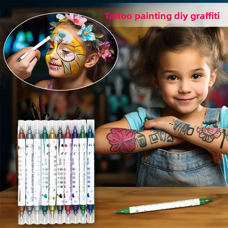 

10-цветная ручка для дизайна ногтей с двойным наконечником, ручка для рисования дизайна ногтей, красочный набор ручек для домашнего салона, сделай сам, дизайн ногтей