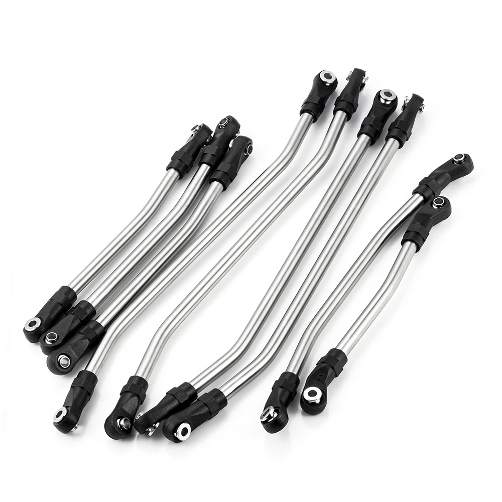 YEAHRUN 313/324/353mm Stainless Steel Linkage Set w/ Ball End for Axial SCX10 I / II 90046 90059 SCX10 III Gladiator 1/10 RC Car