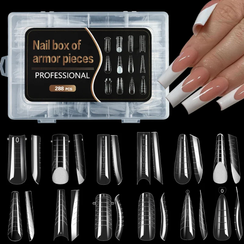 

288 шт., профессиональные полигельские формы для ногтей, DIY маникюрные наращивание, накладные ногти, полное покрытие, накладные ногти uñas postisas