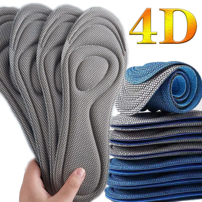 4D Nano Antibacterial Insoles for Shoes Men Women Massage Sport Insole Feet Orthopedic Memory Foam Shoe Sole Running Pads