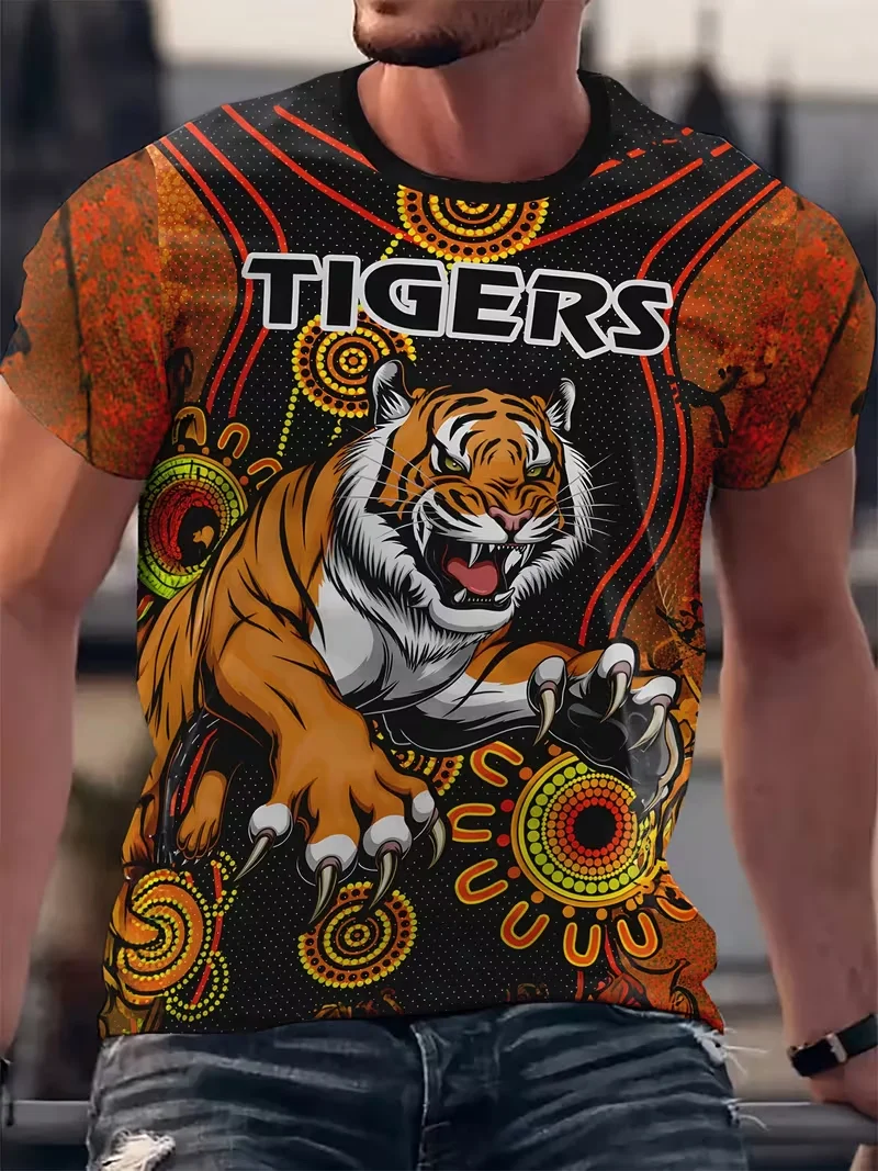 Men's 3D Fierce Tiger Print T shirt Trendy Personality Men Women Short Sleeve O-Neck T-shirt Casual Streetwear Outdoor Sport Top